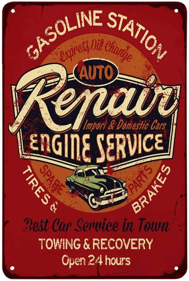 Auto Repair Shop Hours - Oto Tamir Motor Servisi Metal Tabelası,